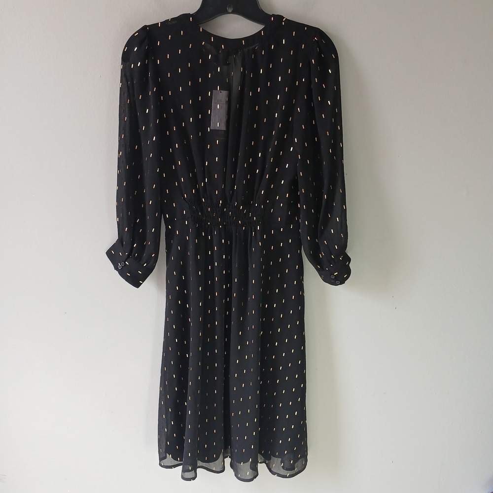 Banana Republic Women's Size XS Black Gold Metallic Blouson Dress Lined NWT!!! - Picture 11 of 16